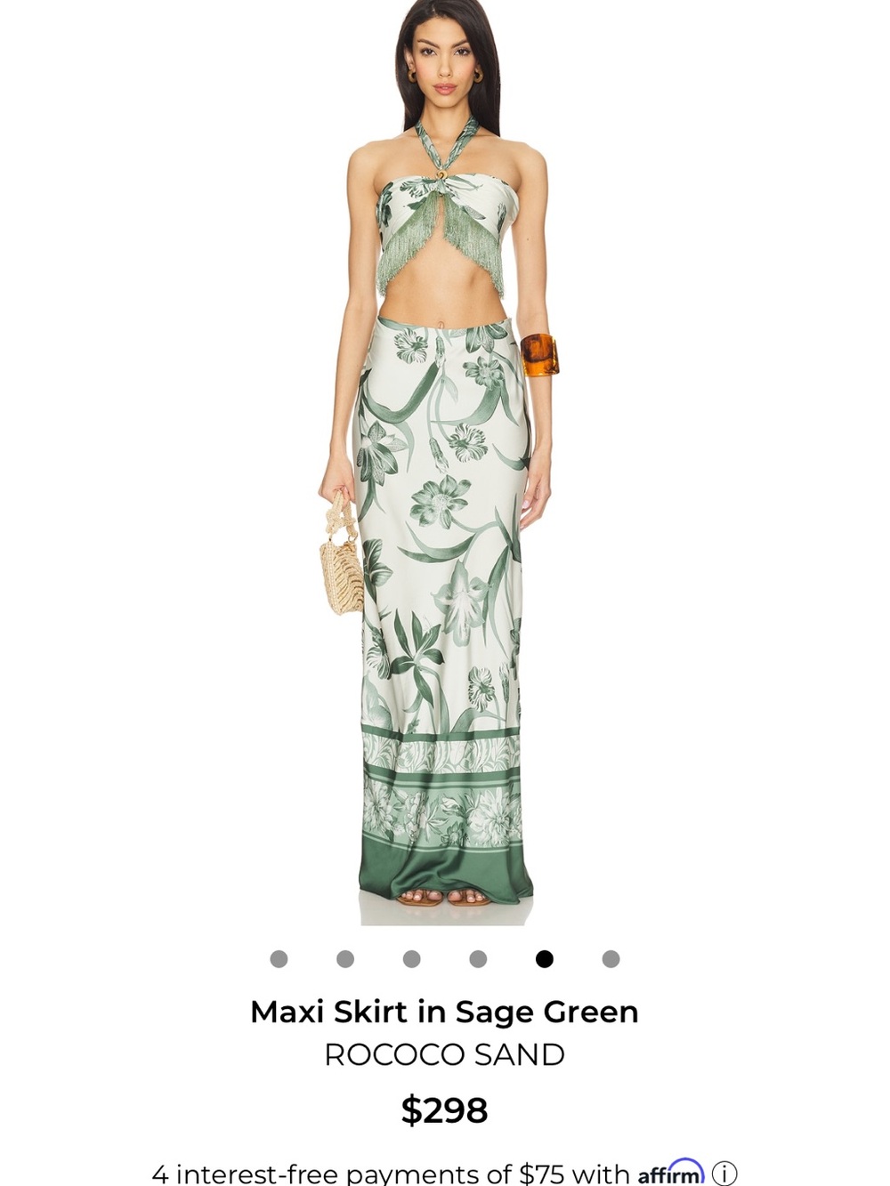 Rococo Sand Sage Green Floral Maxi Skirt and fridge top (SET)